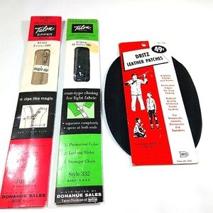 Vintage Metal Talon Zipper Lot of 2  Black & Beige Sewing and Leather Patches